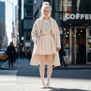 NWOT Pink Tartan winter white pleated mini skirt, 6